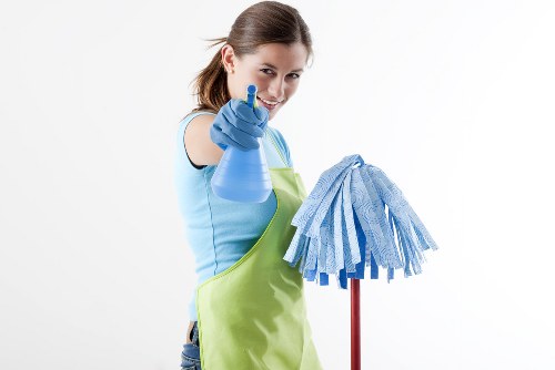 Office cleaning team maintaining a workplace in W9