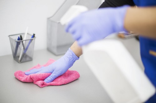 Cleaners preparing a domestic property for a scheduled service