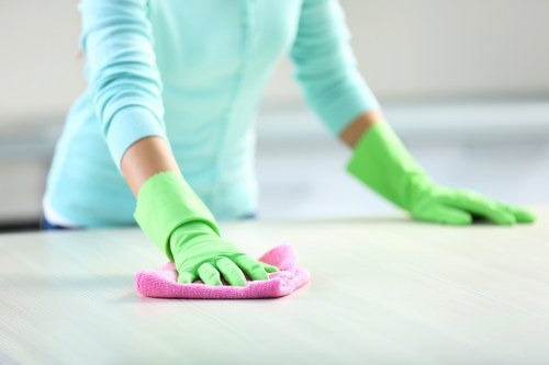 Professional Airbnb cleaning service preparing a guest-ready apartment in W9