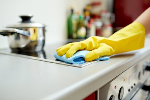 Cleaner preparing for an emergency response procedure