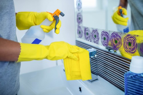 Professional end of tenancy cleaning in a kitchen and bathroom
